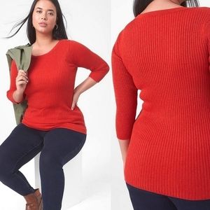 NWOT LANE BRYANT FITTED BUTTON SHOULDER RIBBED SWEATER TOP